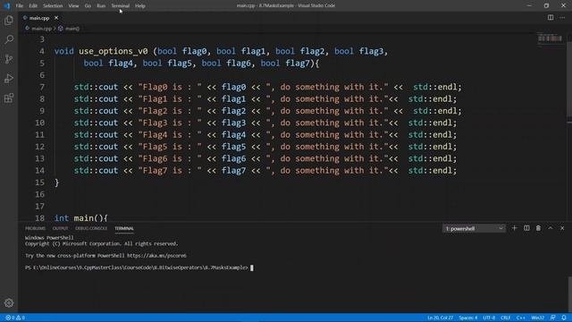 C++ Bitwise Operators : Mask Example - Part7 | Modern C++20 Tutorial