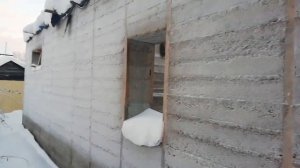 Опилкобетон. Что со стенами в морозы. Обзор в зиму. #опилкобетон#строюдом#зима