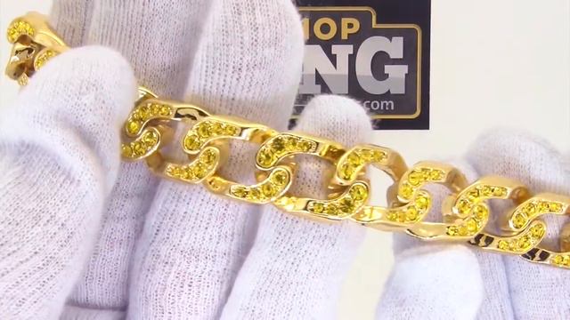 Iced Out Cuban Lemonade Gold Bracelet | Hip Hop Jewelry смотреть онлайн
