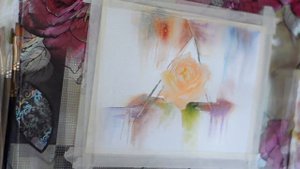 Абстракция акварелью. Открытка своими руками.