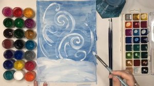 Вьюга. Как нарисовать зимнюю  метель с детьми. Гуашь. Мастер-класс для дошкольников.