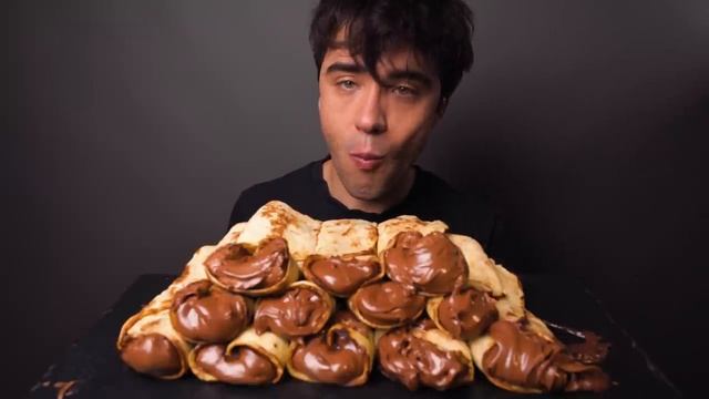 ASMR Nutella Chocolate Crepe Rolls | Mukbang Eating Nutella Crepes | McBang ASMR смотреть онлайн