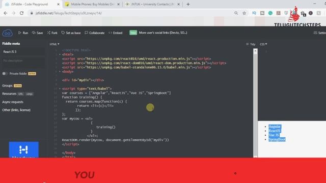 REACT JS IN TELUGU | React Js In Telugu | Reactjs Introduction Class