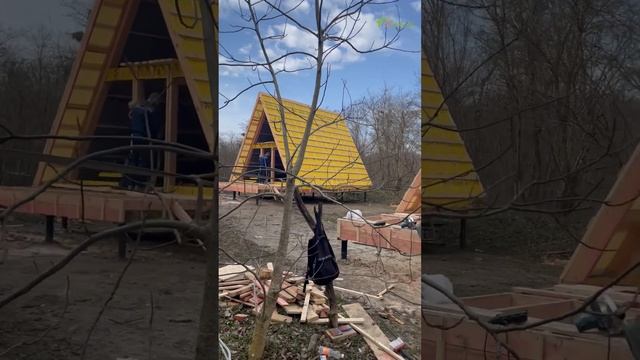 Строим дома А-фрейм в станице Убинская,Краснодарский край