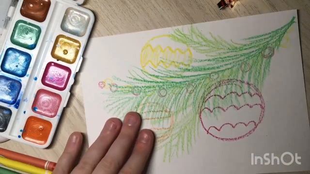 Урок рисования: "Еловая ветка с игрушками" смотреть онлайн