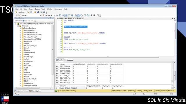 TSQL: Quickly Obtain Log Space Used (DBCC SQLPERF) смотреть онлайн