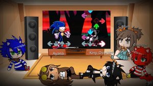 King dice3245 family+Ayana react to Deathmatch FNF Sonic vs Sonic exe (good ending)