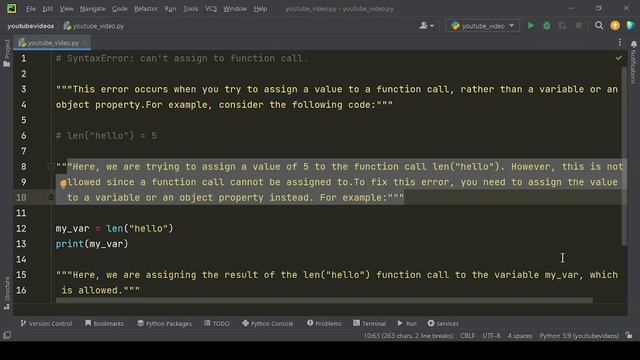 "Debugging Tutorial: How to Fix 'SyntaxError: can't assign to function call' "