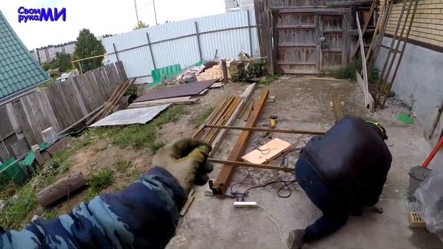 Ворота из металлопрофиля с калиткой. часть 1