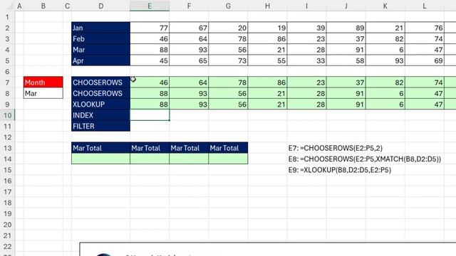 Excel Magic Trick 1835 Part 02: Lookup ROW with CHOOSECOLS, INDEX, XLOOKUP or FILTER function?