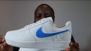 Air Force 1 Oversized Swoosh White Blue  On Foot Sneaker Review QuickSchopes 545 Schopes FN7804 100