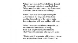 William Shakespeare, Time and Love (Sonnet 64)