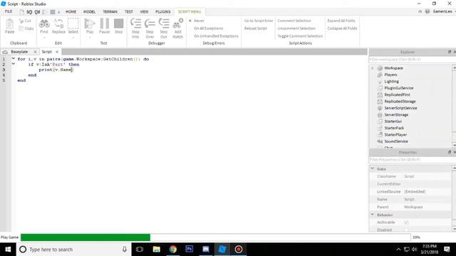 Roblox Studio - For I,V IN Pairs() смотреть онлайн