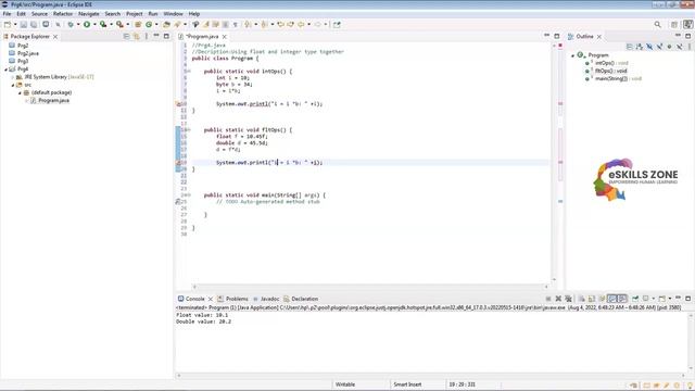 JAVA - Lecture 7 PROGRAM USING INTEGER AND FLOAT TYPES TOGETHER
