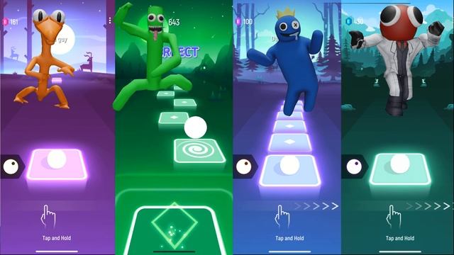 Rainbow Friends - Orange Vs Green Vs Blue Vs Red - Tiles Hop EDM Rush смотреть онлайн