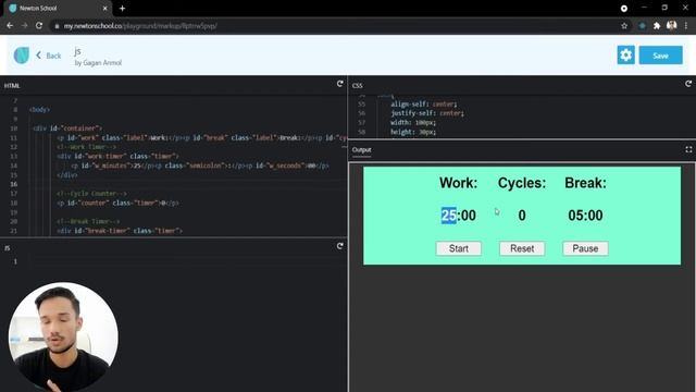 #12 | How to Create a Pomodoro Timer in JavaScript | JavaScript Projects | Newton School | Gagan смотреть онлайн