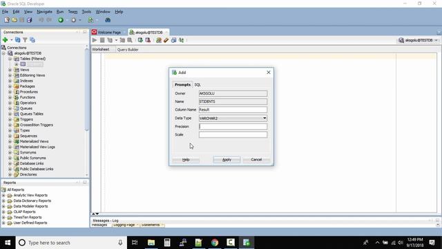Change Table Definition | Oracle SQL Developer