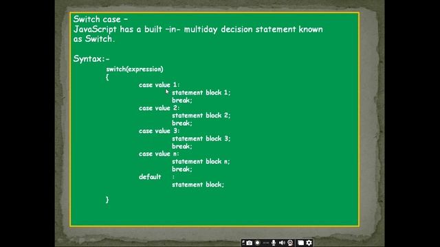 Javascript -HTML and Switch case