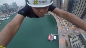 Worlds longest zip line- flying off Dubai marina- Xline Dubai