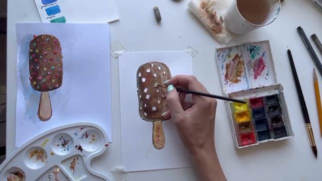 Рисуем шоколадное мороженое на палочке 2 часть смотреть онлайн