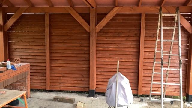 Обзор промежуточного этапа строительства беседки с печью смотреть онлайн