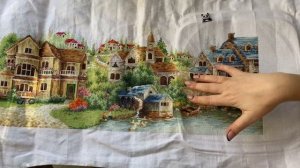 Зелёная деревенька: вышивка размером более 1,5 метров!