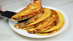 Очень вкусная и СЫТНАЯ кесадилья с овощами и грудинкой на сковороде