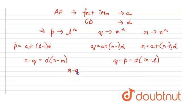 If p,q and r (pneq) are terms ( not necessarily consecutive) of an A.P., then prove that there e... смотреть онлайн