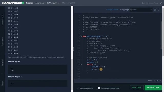 195 - Maximizing XOR | Bit Manipulation | Hackerrank Solution | Python
