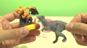 Динозавры.Игрушки Динозавры и Сюрприз яйцо ЛАПУСИКИ.Обзор Кот в Сапогах.Toy Dinosaur Surprise toy