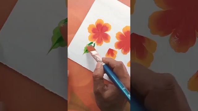 one stroke flower painting✍️✍️#shorts #youtubeshorts #drawing #painting #dimbu Artss