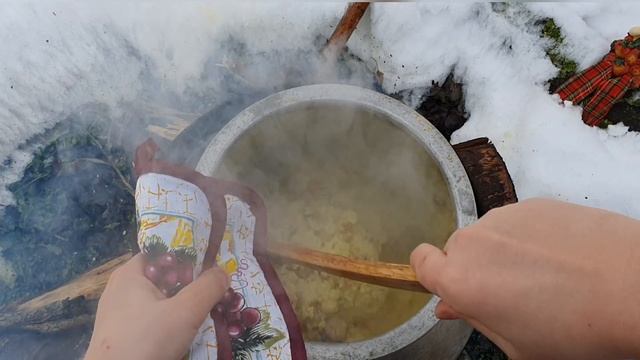 Azerbaijani Rice Pilaf With Milk | A Snowy Winter Day | ASMR food | смотреть онлайн