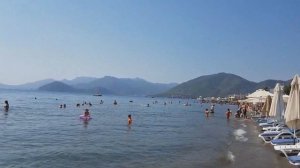Обзор пляжа и моря в Мармарис, Турция