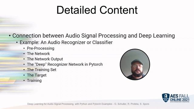 Deep Learning for Audio Signal Processing, with Python and Pytorch Tutorial - TEASER- AES FALL 2021