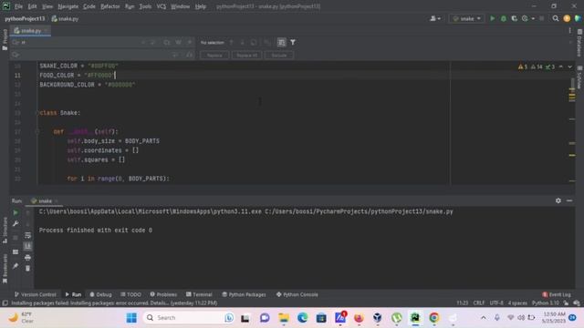 first quick   game coded  on python snake game#python  ayyyyy from Bro Code
