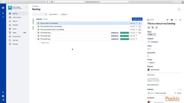 Creating and Running an Agile Project in JIRA: Creating and Starting a Sprint | packtpub.com смотреть онлайн