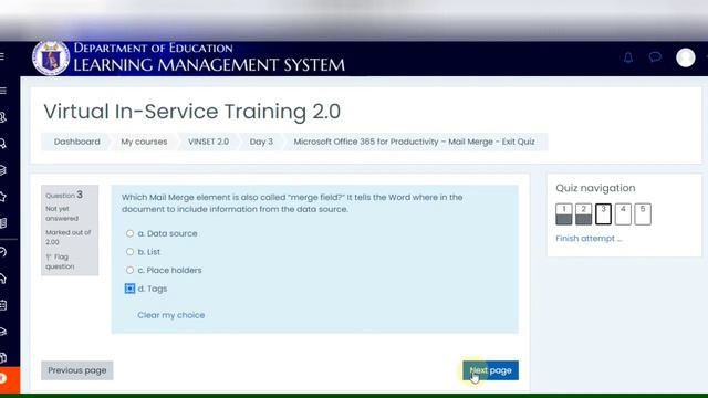 #VINSET2DAY3 Microsoft Office 365 for Productivity – Mail Merge - Exit Quiz ANSWER KEYS смотреть онлайн