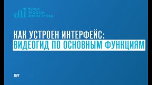 Как устроен интерфейс Пульса Продаж Новостроек:  видеогид по основным функциям