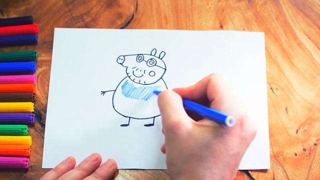 Как нарисовать Папу Свина, поэтапно смотреть онлайн