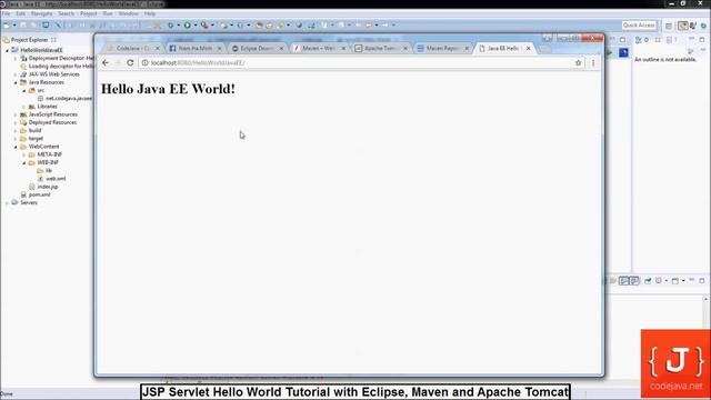 Java Servlet and JSP Hello World Tutorial with Eclipse, Maven and Apache Tomcat смотреть онлайн