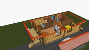 концепция дома 8х10 из сруба пятистенка с мансардой