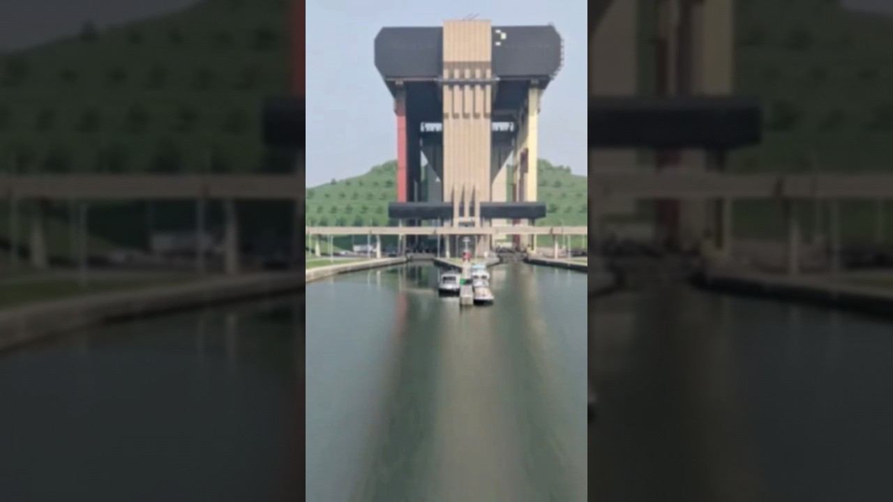 Огромный лифт для кораблей в Бельгии - Судоподъёмник Стрепи-Тьё смотреть онлайн