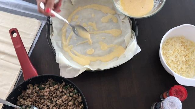 Очень вкусный и легкий пирог с мясом и мятой. Ленивая Баница. Болгарская кухня
