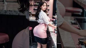 [4k] AI Art - The Cafe Maid is wearing the velvet pink skirt! Enjoy your coffee ~