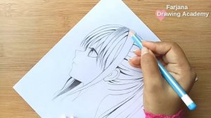 Anime Girl Drawing Tutorial for beginners by One pencil || How to draw anime girl in SIDE VIEW