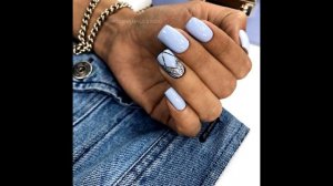 Голубой маникюр с рисунком ? ИДЕИ МАНИКЮРА ? ДИЗАЙН НОГТЕЙ ??? HD