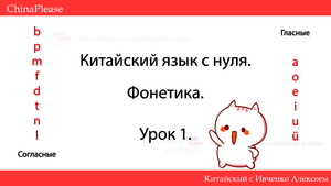 Китайский язык с нуля. Урок 1 - Учим  звуки! b-p-m-f-d-t-n-l _ a-o-e-i-u-ü