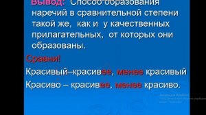Степени сравнения наречий. Урок русского языка в 7 классе.