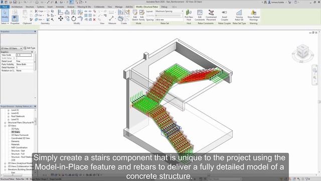 Revit 2020: Rebar in Model-in-place Stairs смотреть онлайн