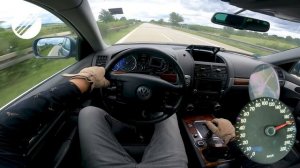 VW TOUAREG 5.0 V10 TDI TOP SPEED DRIVE ON GERMAN AUTOBAHN ?